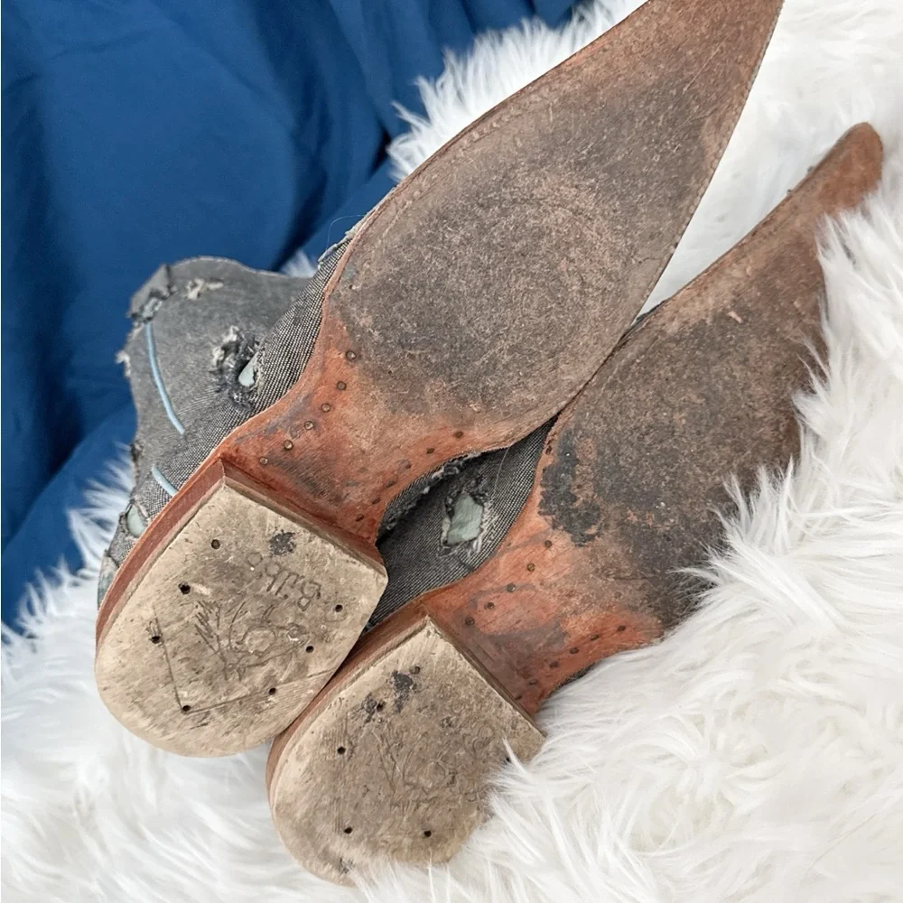 Bilbo ( coach roach kickers)Distressed Blue Denim Western boots US 9.5 - Picture 5 of 7